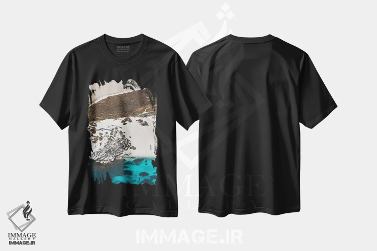 تیشرت مشکی طرح دار رنگ های تپه های شنی ساحلی از نمای هوایی، سواحل از نمای بالا اثر جیمز وودیکا | immage.ir
