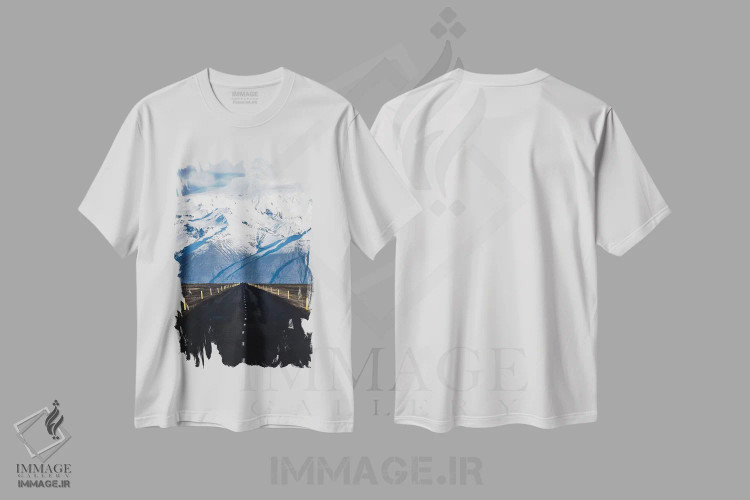 تیشرت سفید طرح دار جاده کوهستانی ایسلند، مدیوم اثر جیمز وودیکا | immage.ir