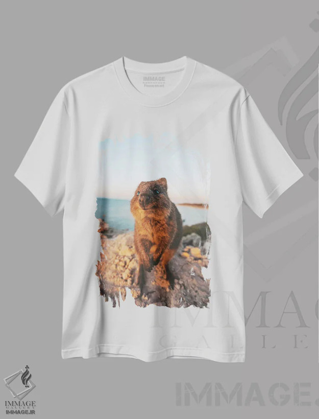 تیشرت سفید طرح دار کوئوکا کنجکاو در دماغه صخره ای اثر جیمز وودیکا | فروشگاه ایماژ