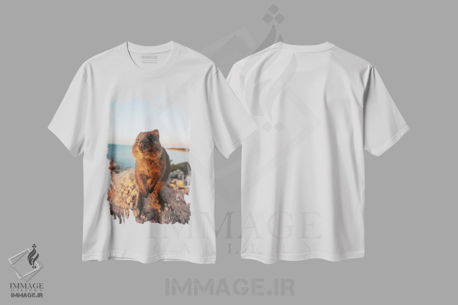 تیشرت سفید طرح دار کوئوکا کنجکاو در دماغه صخره ای اثر جیمز وودیکا | فروشگاه ایماژ