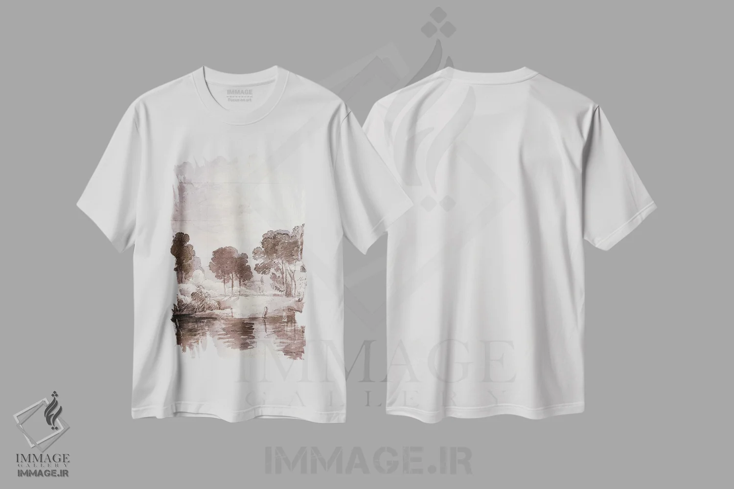 تیشرت سفید طرح دار حوض پاییزی ۱، دکور معاصر اثر جکی ون توبل | immage.ir