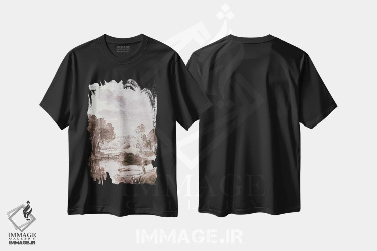 تیشرت مشکی طرح دار حوض پاییزی ۲، دکور معاصر اثر جکی ون توبل | immage.ir