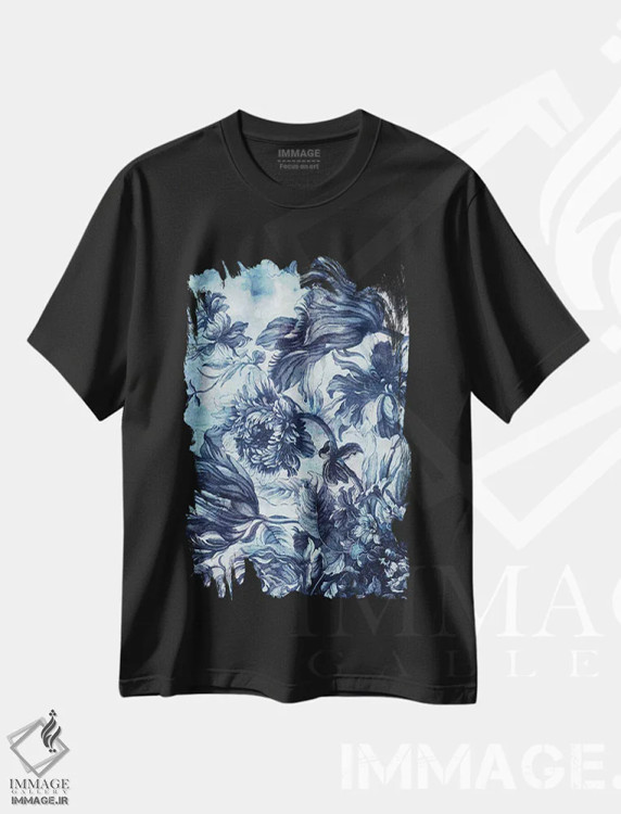 تیشرت مشکی طرح دار شکوفه بوهمیا ۲، دکور بوهمی اثر جکی ون توبل | immage.ir