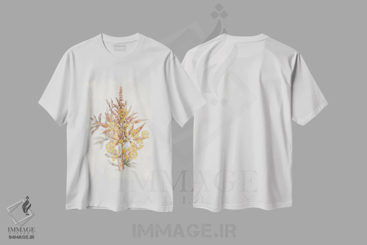 تیشرت سفید طرح دار سایه گیاهی ۲، دکور معاصر اثر جکی ون توبل | فروشگاه ایماژ