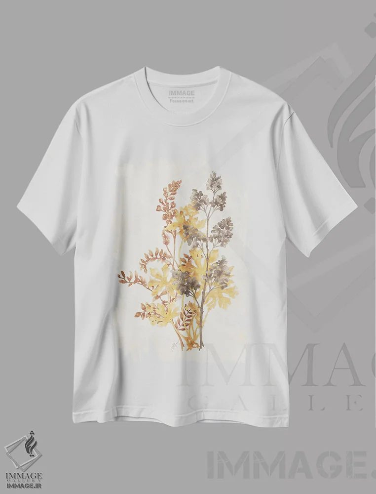 تیشرت سفید طرح دار سایه گیاهی ۳، دکور معاصر اثر جکی ون توبل | immage.ir