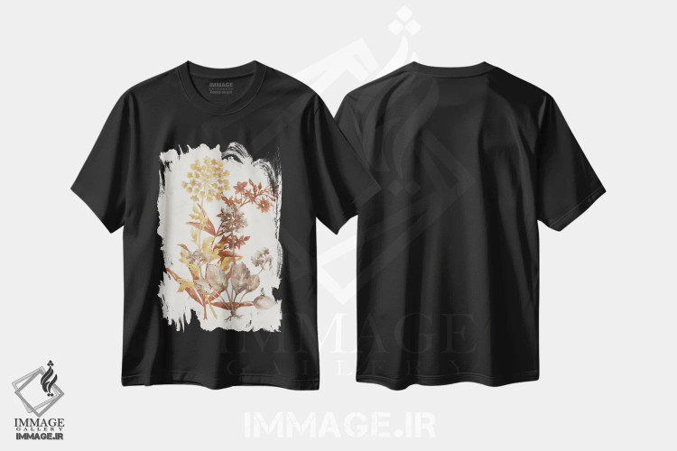تیشرت مشکی طرح دار سایه گیاهی ۴، دکور معاصر اثر جکی ون توبل | immage.ir