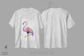 تیشرت سفید طرح دار فلامینگو، دکور معاصر اثر جکی ون توبل | فروشگاه ایماژ