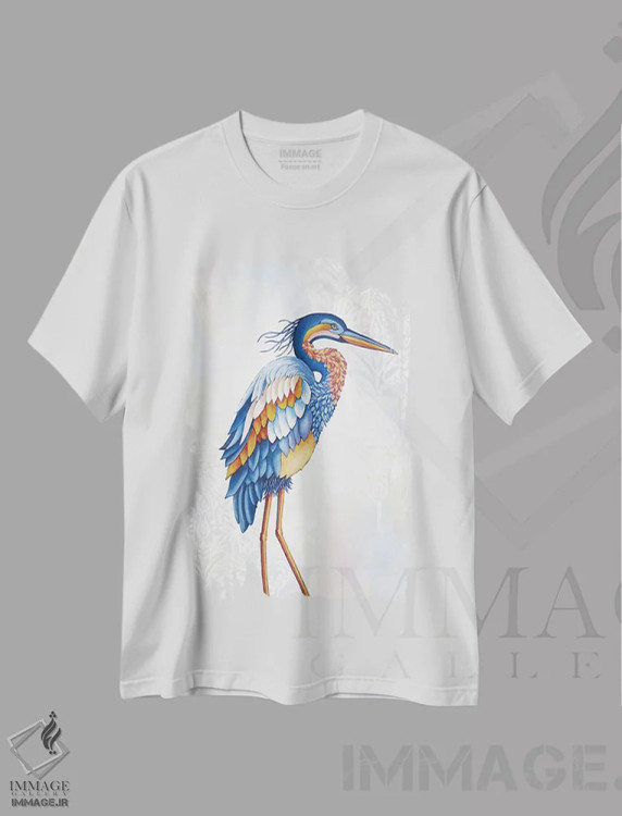 تیشرت سفید طرح دار حواصیل، دکور معاصر اثر جکی ون توبل | immage.ir