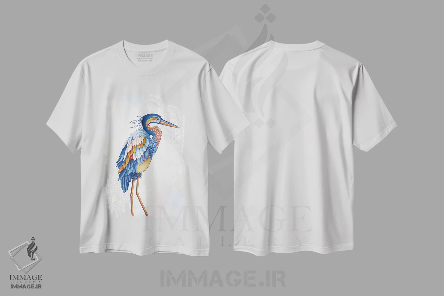 تیشرت سفید طرح دار حواصیل، دکور معاصر اثر جکی ون توبل | immage.ir