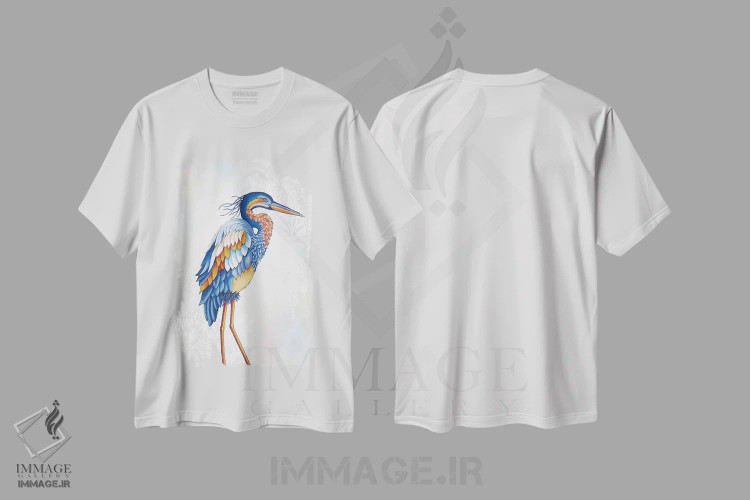 تیشرت سفید طرح دار حواصیل، دکور معاصر اثر جکی ون توبل | immage.ir