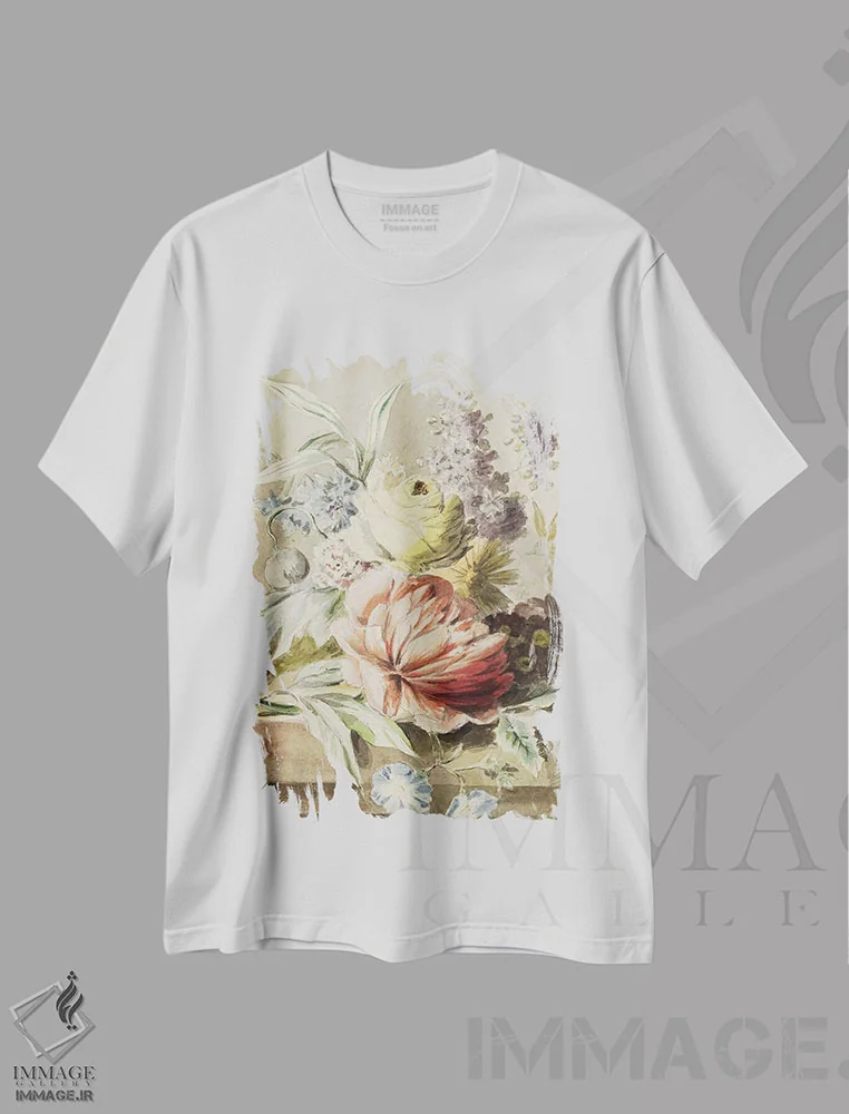 تیشرت سفید طرح دار گل فروش، دکور معاصر اثر جکی ون توبل | immage.ir