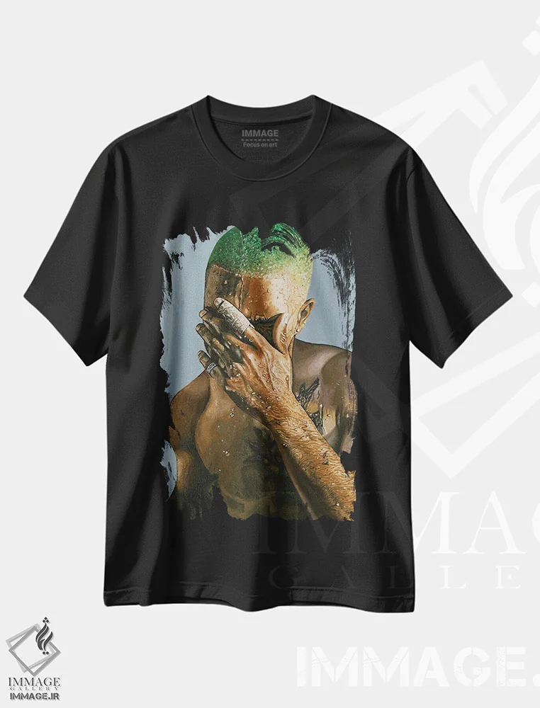تیشرت مشکی طرح دار فرانک، مدیوم اثر جناویو لویی | فروشگاه ایماژ