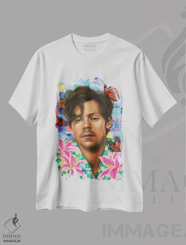 تیشرت سفید طرح دار هری استایلز، مدیوم اثر جناویو لویی | فروشگاه ایماژ