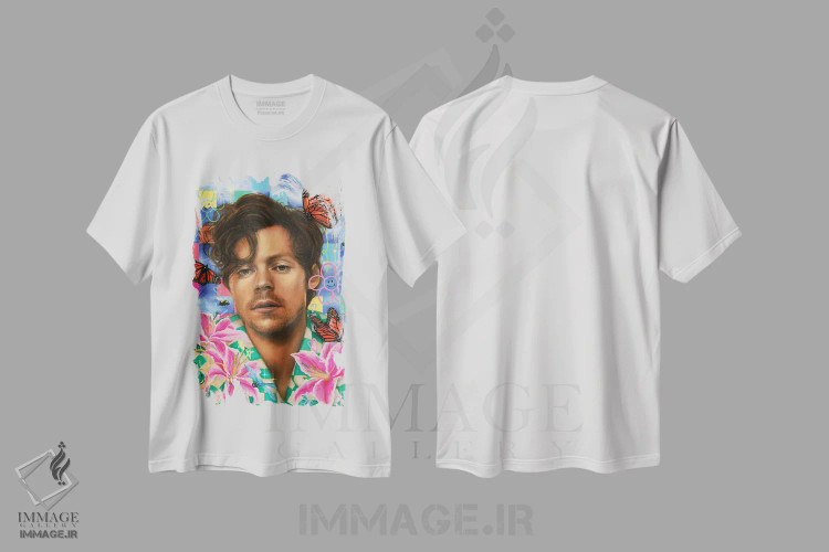 تیشرت سفید طرح دار هری استایلز، مدیوم اثر جناویو لویی | فروشگاه ایماژ