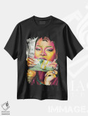 تیشرت مشکی طرح دار ریحانا ۲، مدیوم اثر جناویو لویی | فروشگاه ایماژ