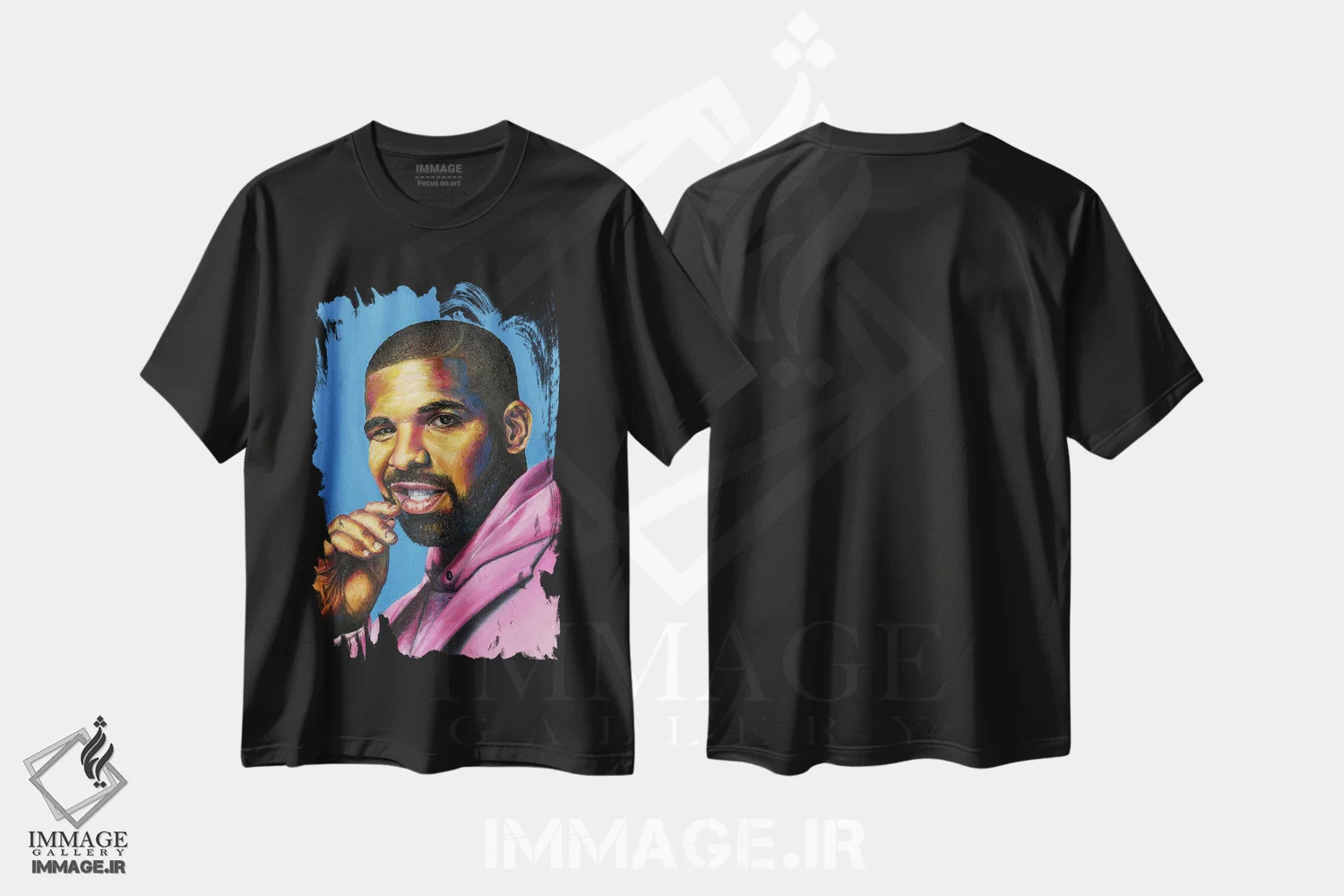 تیشرت مشکی طرح دار دریک، مدیوم اثر جناویو لویی | immage.ir