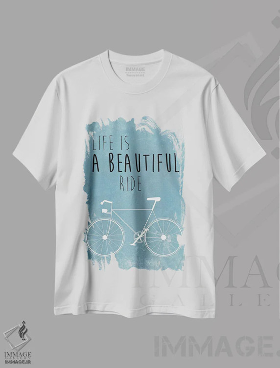 تیشرت سفید طرح دار سواری زیبا، تایپوگرافی اثر یان وایس | فروشگاه ایماژ