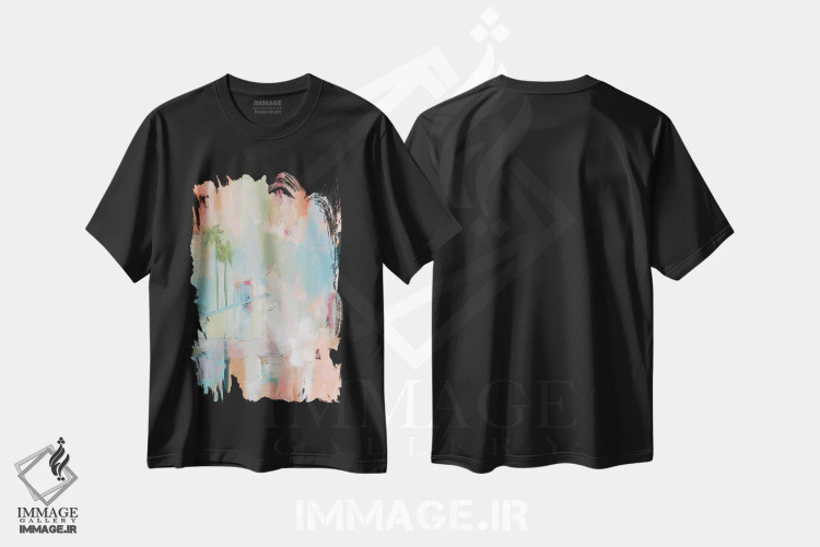 تیشرت مشکی طرح دار زندگی در صحرا II، آبستره اثر یان وایس | فروشگاه ایماژ