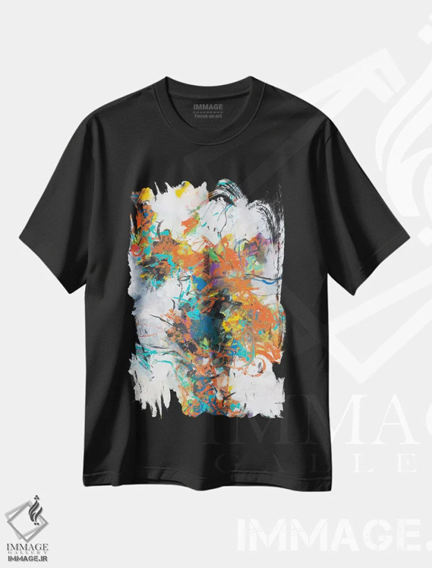 تیشرت مشکی طرح دار شکستگی اثر یان وایس | فروشگاه ایماژ