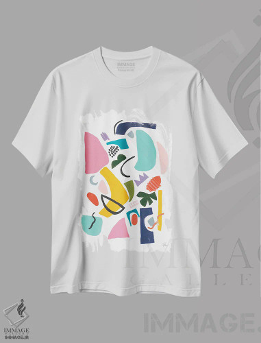 تیشرت سفید طرح دار مزرعه اتمی III، آبستره اثر یان وایس | فروشگاه ایماژ