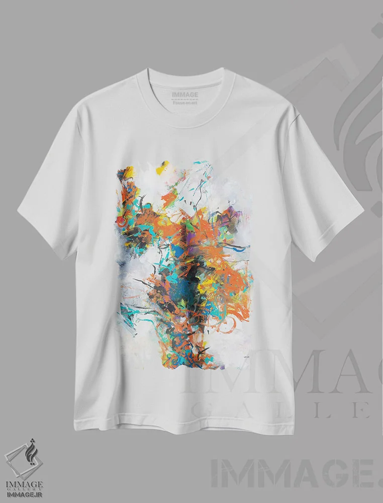 تیشرت سفید طرح دار شکستگی اثر یان وایس | immage.ir