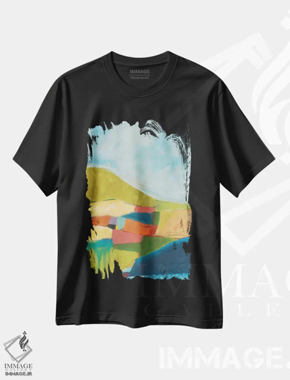 تیشرت مشکی طرح دار طبیعت سخن نمی گوید، آبستره اثر یان وایس | فروشگاه ایماژ