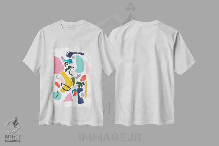 تیشرت سفید طرح دار مزرعه اتمی III، آبستره اثر یان وایس | فروشگاه ایماژ