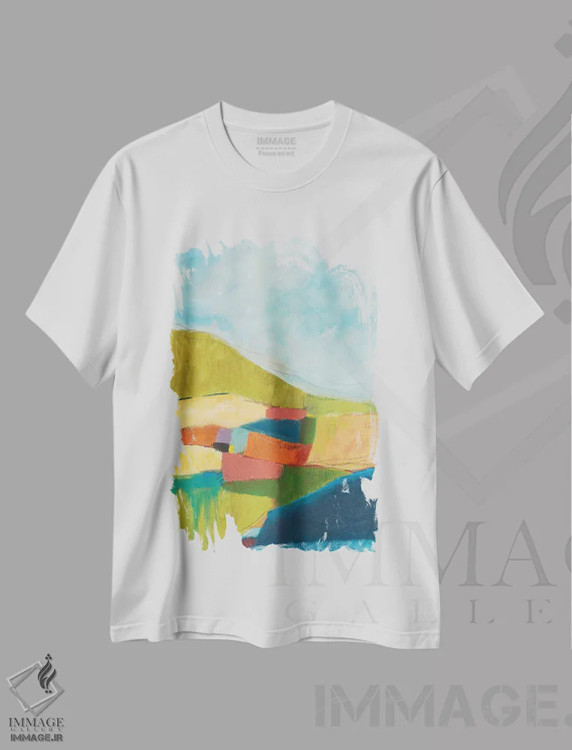 تیشرت سفید طرح دار طبیعت سخن نمی گوید، آبستره اثر یان وایس | immage.ir