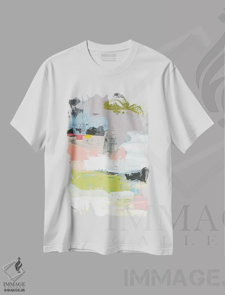 تیشرت سفید طرح دار آرامش اثر یان وایس | فروشگاه ایماژ