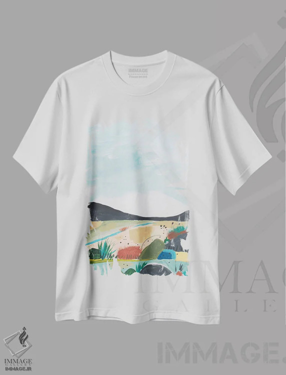 تیشرت سفید طرح دار بر جای گذاشتن I، آبستره اثر یان وایس | immage.ir