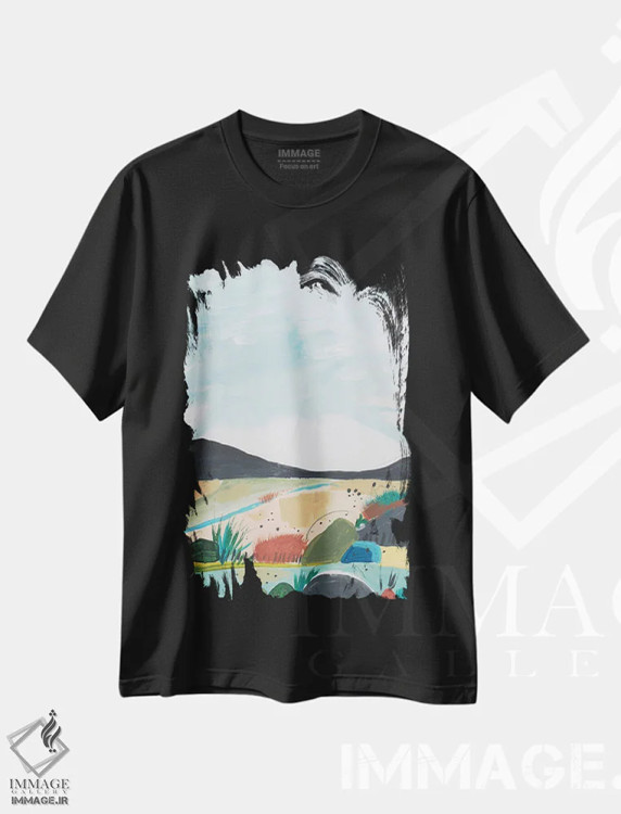 تیشرت مشکی طرح دار بر جای گذاشتن I، آبستره اثر یان وایس | فروشگاه ایماژ