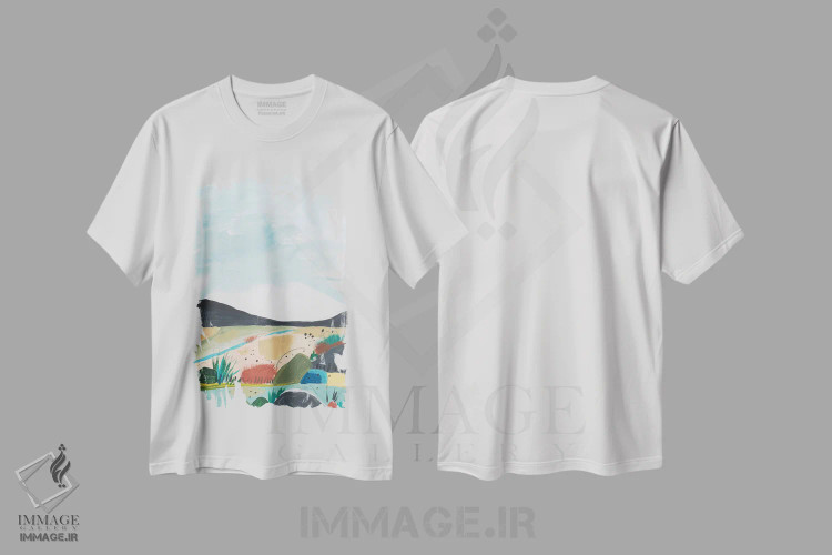 تیشرت سفید طرح دار بر جای گذاشتن I، آبستره اثر یان وایس | immage.ir