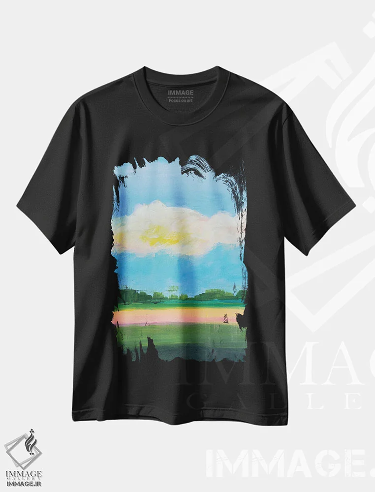 تیشرت مشکی طرح دار زیر آسمان ابری II، مدیوم اثر یان وایس | فروشگاه ایماژ