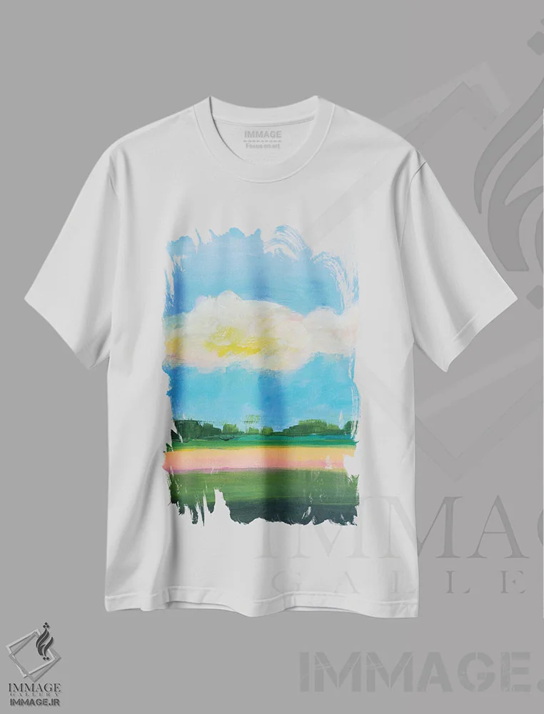 تیشرت سفید طرح دار زیر آسمان ابری II، مدیوم اثر یان وایس | immage.ir