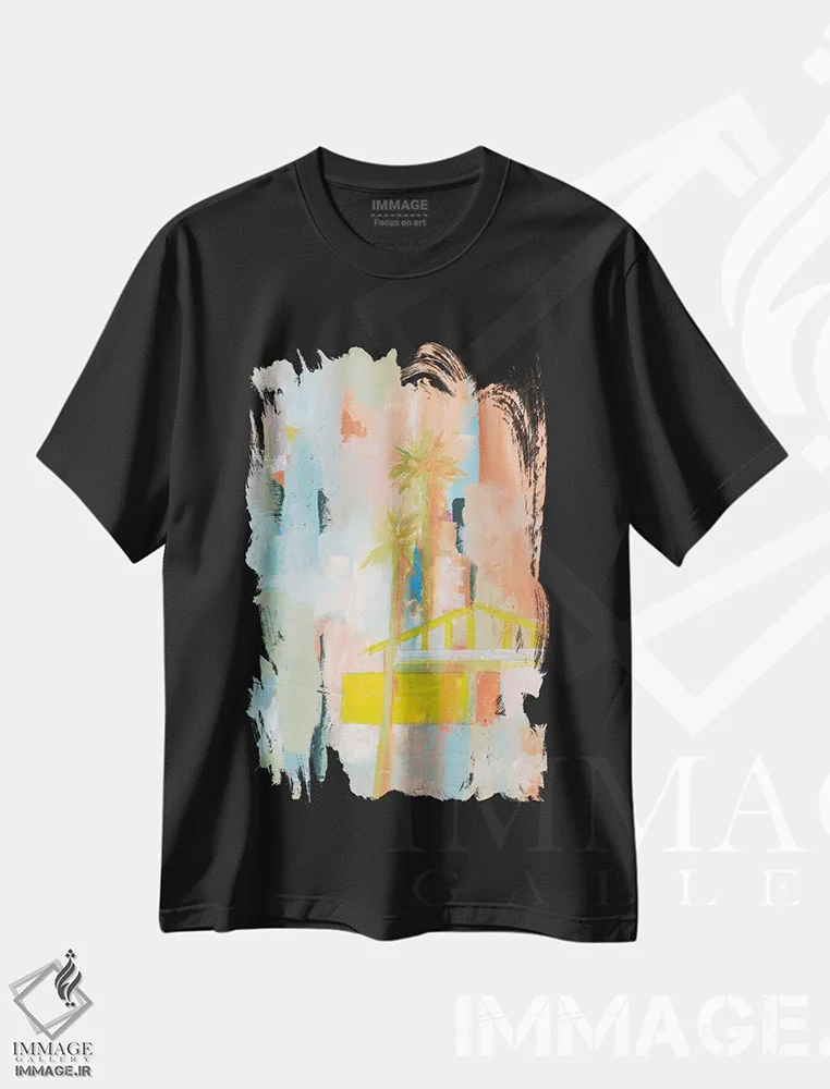 تیشرت مشکی طرح دار زندگی در صحرا I، آبستره اثر یان وایس | immage.ir