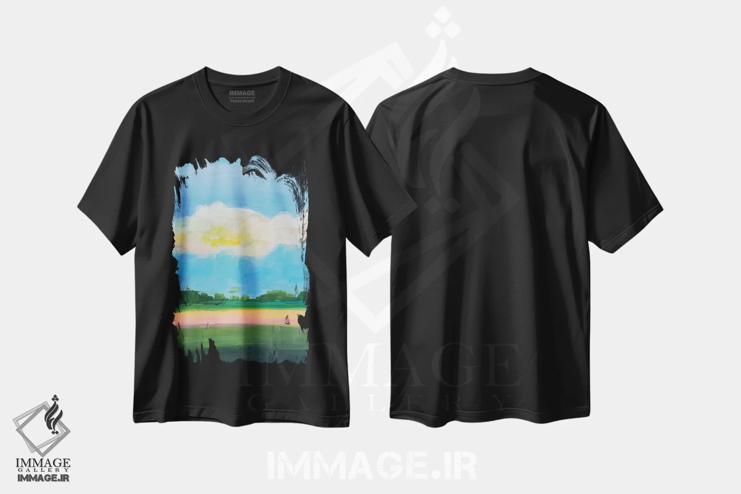 تیشرت مشکی طرح دار زیر آسمان ابری II، مدیوم اثر یان وایس | فروشگاه ایماژ