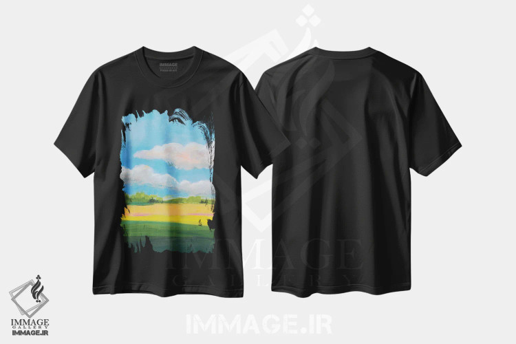 تیشرت مشکی طرح دار زیر آسمان ابری I، مدیوم اثر یان وایس | immage.ir