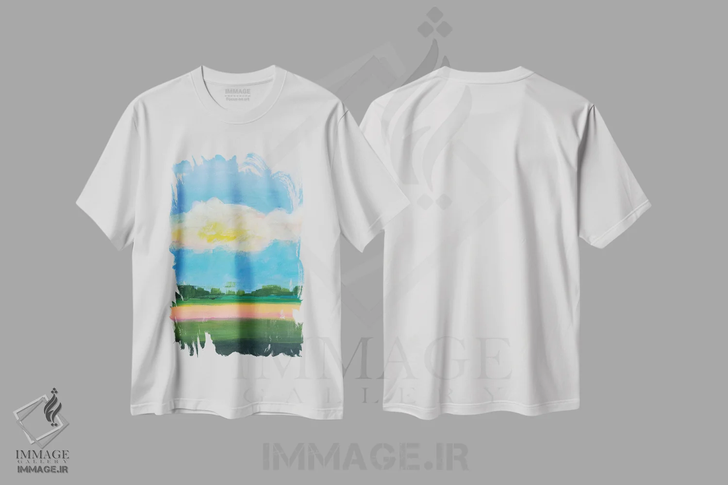 تیشرت سفید طرح دار زیر آسمان ابری II، مدیوم اثر یان وایس | immage.ir