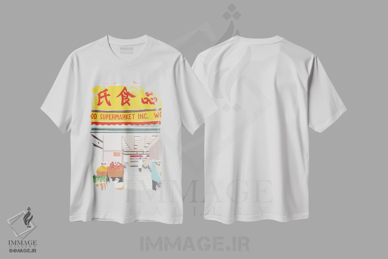 تیشرت سفید طرح دار چاینا تاون، دکور معاصر اثر استودیو جن وانگ | فروشگاه ایماژ