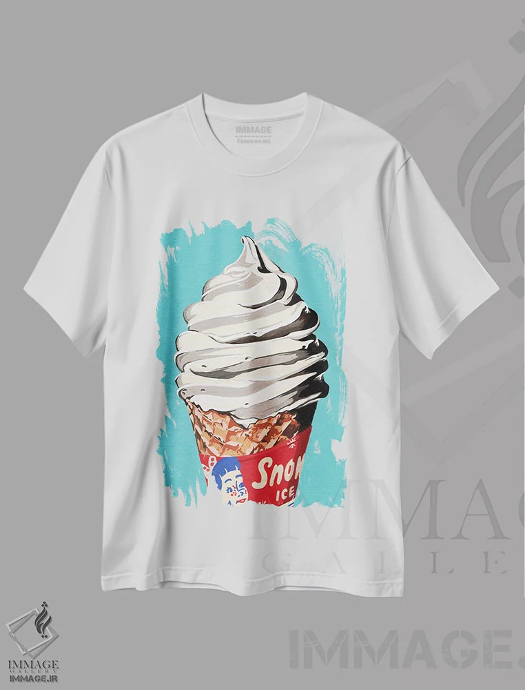 تیشرت سفید طرح دار بستنی، دکور معاصر اثر استودیو جن وانگ | فروشگاه ایماژ