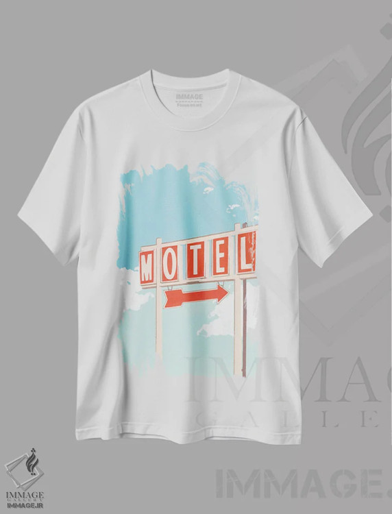 تیشرت سفید طرح دار تابلوی متل، دکور معاصر اثر استودیو جن وانگ | immage.ir