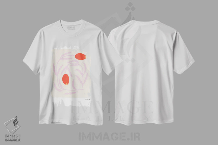 تیشرت سفید طرح دار گل انتزاعی III، آبستره اثر استودیو جن وانگ | فروشگاه ایماژ