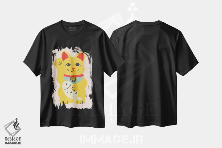 تیشرت مشکی طرح دار گربه خوش شانس، دکور معاصر اثر استودیو جن وانگ | immage.ir