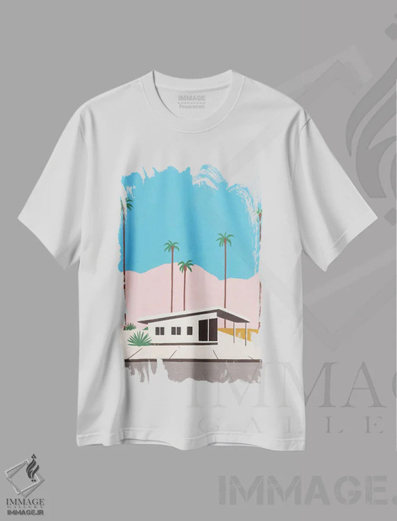 تیشرت سفید طرح دار پالم اسپرینگز، دکور معاصر اثر استودیو جن وانگ | فروشگاه ایماژ