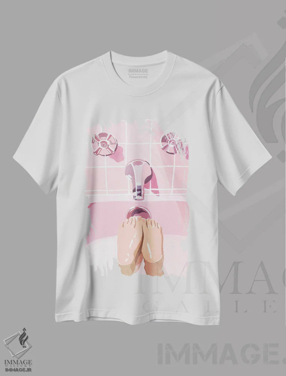 تیشرت سفید طرح دار وان صورتی، دکور معاصر اثر استودیو جن وانگ | immage.ir