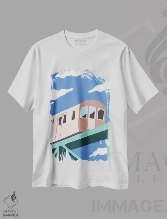 تیشرت سفید طرح دار قطار مترو، دکور معاصر اثر استودیو جن وانگ | immage.ir