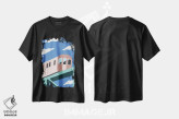 تیشرت مشکی طرح دار قطار مترو، دکور معاصر اثر استودیو جن وانگ | فروشگاه ایماژ