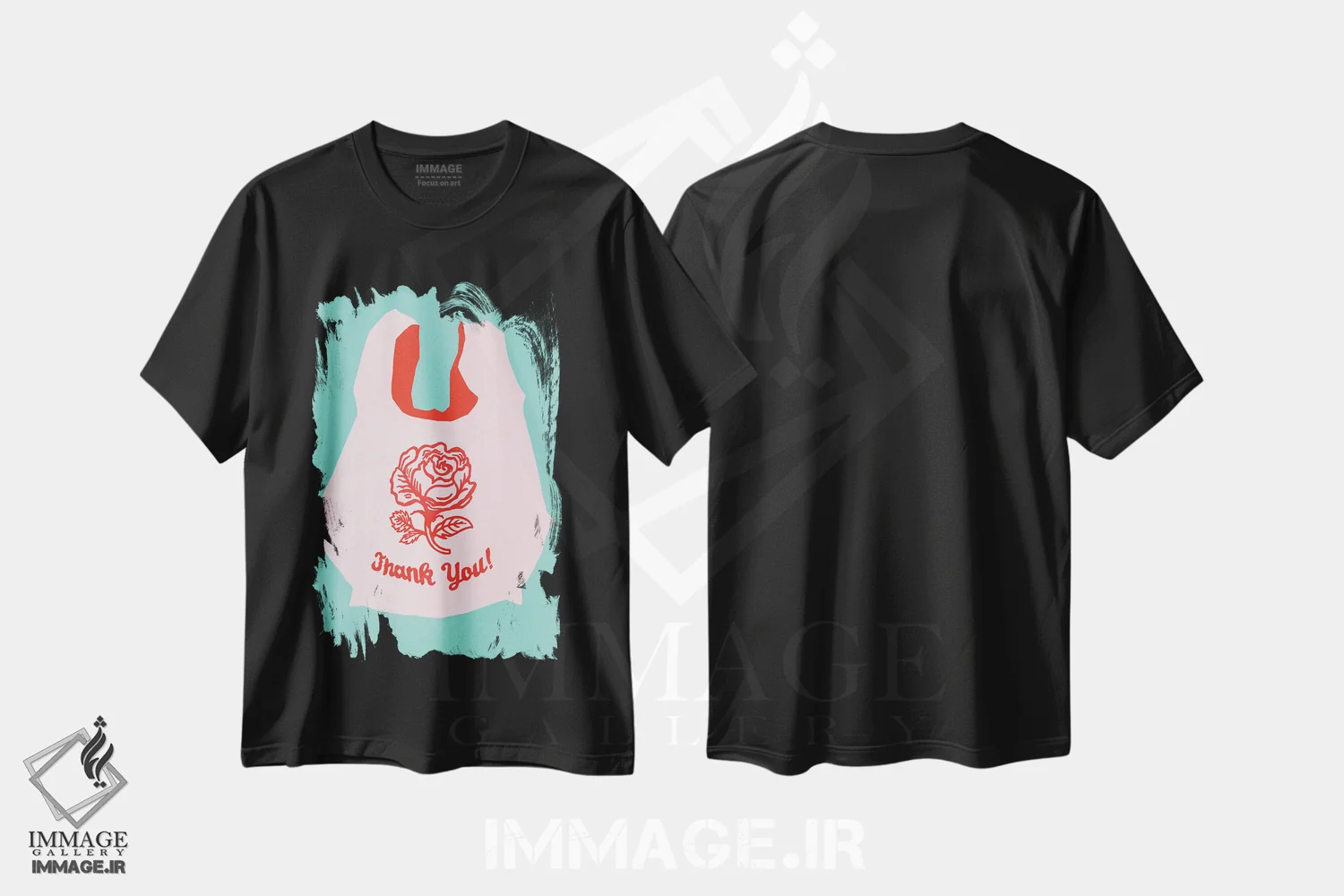 تیشرت مشکی طرح دار سپاسگزارم II، دکور معاصر اثر استودیو جن وانگ | فروشگاه ایماژ