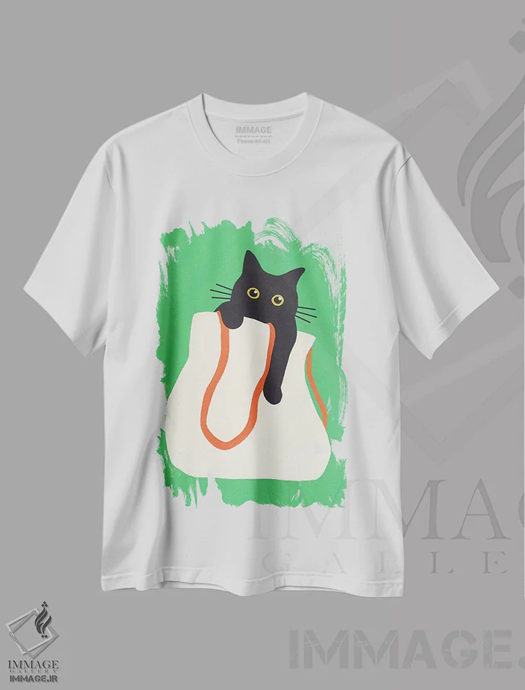 تیشرت سفید طرح دار گربه در کیف، دکور معاصر اثر استودیو جن وانگ | immage.ir