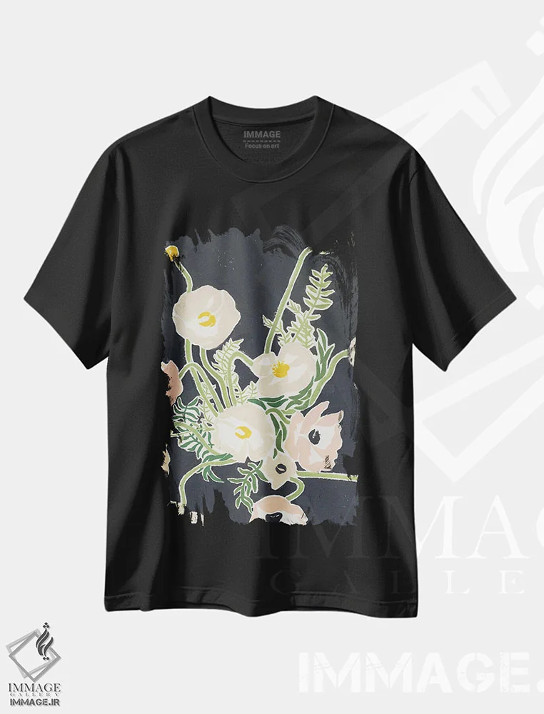 تیشرت مشکی طرح دار دو گل، دکور معاصر اثر استودیو جن وانگ | immage.ir